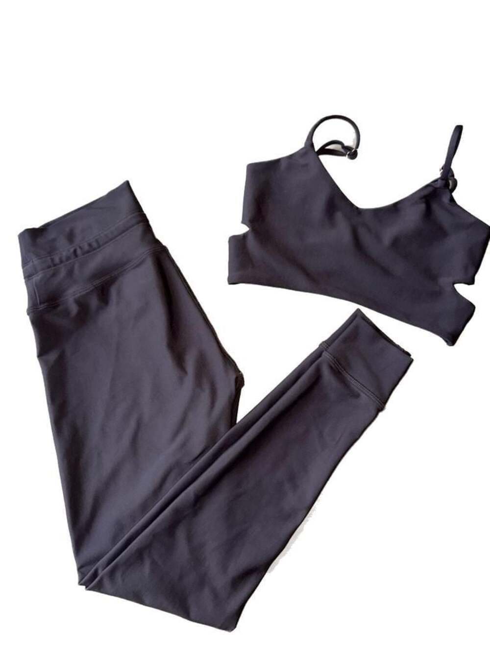 925 Fit Activewear Set Crossover Yoga Leggings and Strappy Cut-out Sports Bra